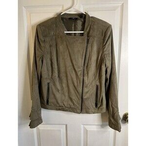 G By Giuliana Olive Green Faux Suede Moto Jacket Size Small NWOT SOFT!